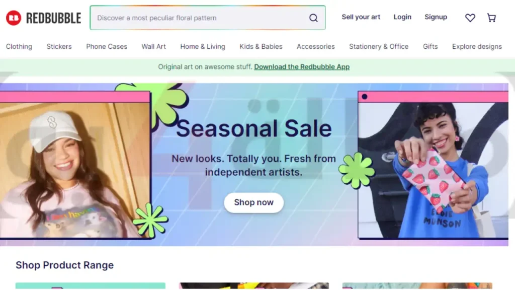 موقع Redbubble للطباعة عند الطلب